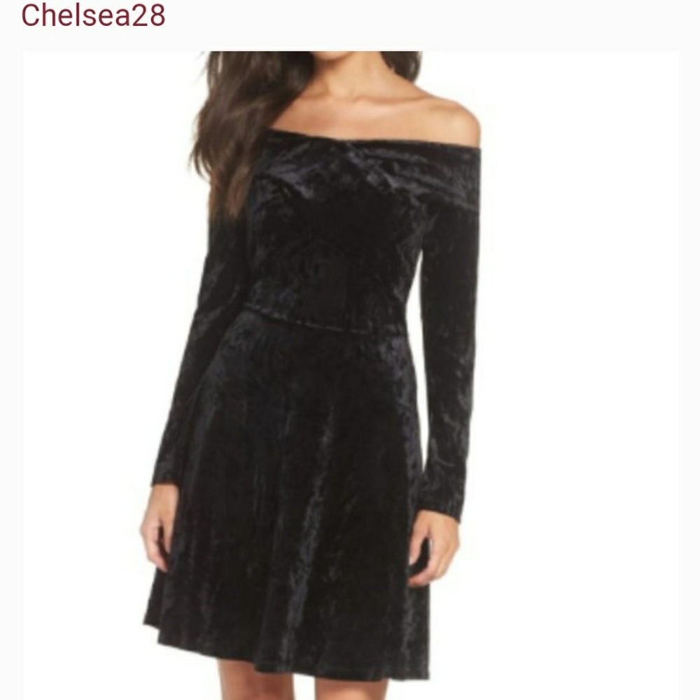 Chelsea28 Off The Shoulder Velour Dress